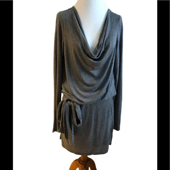 Haute Hippie, NWT, Draped Low-Back Gray Graphite Mini Dress, Size Medium - Picture 4 of 6